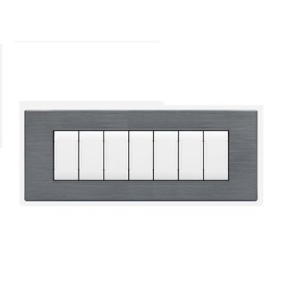 art PLACCA 7P GRIGIO SPAZZOLATO PVC COMPATIBILE LIVING BTICINO