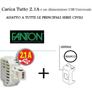 ALIMENTATORE PRESA USB IPAD IPHONE COMPATIBILE GEWISS SISTEM BIANCA
