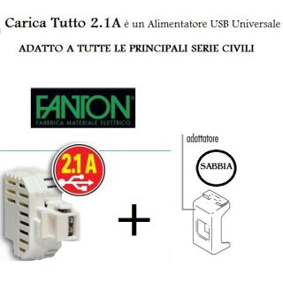 ALIMENTATORE PRESA USB IPAD IPHONE COMPATIBILE BTICINO LIVING NOW SABBIA