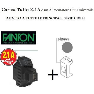 ALIMENTATORE PRESA USB IPAD IPHONE COMPATIBILE VIMAR PLANA SILVER