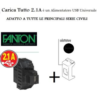 ALIMENTATORE PRESA USB IPAD IPHONE COMPATIBILE VIMAR IDEA NERO.