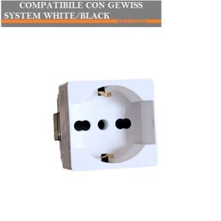 PRESA SCHUKO COMPATIBILE CON GEWISS SYSTEM WHITE