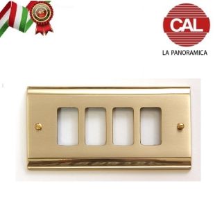 PLACCA 4P OTTONE SATINATO BORDI LUCIDI serie MAGIC 9004