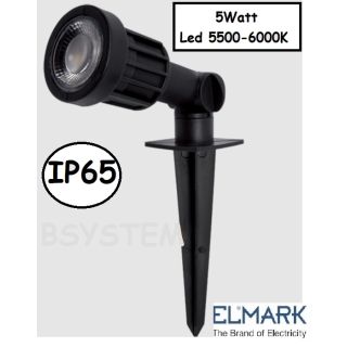 FARETTO NERO PICCHETTO GIARDINO 5W LED 6000K IP65 9617LEDP