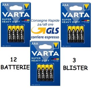 BATTERIA VARTA AAA 12 PEZZI PILA  SUPER LIFE MINI STILO