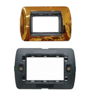 SUPPORTO + PLACCA 3P ORO GOLD COMPATIBILE LIVING BTICINO