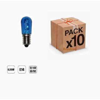 10 PEZZI LAMPADINA LED E14 14V LUCE BLU AC/DC LUMINARIE LAMPADA