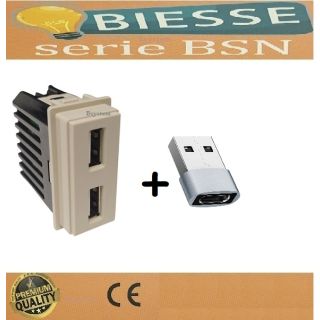 PRESA USB A+A +C BSN COMPATIBILE LIVING NOW BTICINO sabbia