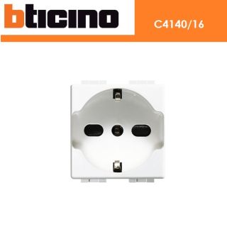PRESA SCHUKO BIPASSO 2P+T 16A BTICINO SERIE LUNA C4140/16
