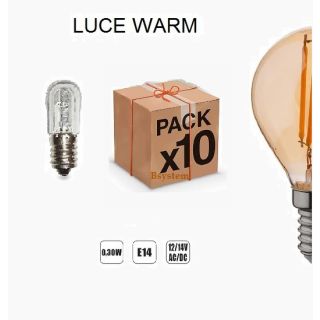 10 PEZZI LAMPADINA LED E14 14V LUCE CALDA AC/DC LUMINARIE LAMPADA 2700K