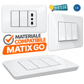 SERIE COMPLETA BTICINO MATIX GO COMPATIBILE FRUTTI PLACCHE PRESE SERIE FOG USB RETE