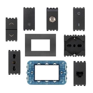 COMANDI COMPATIBILI VIMAR ARKE' NERO opaco PLACCA SUPPORTO