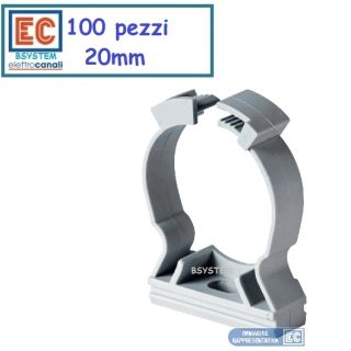 100 COLLARI 20 mm SUPPORTO FISSATUBO TUBO ELETTRICO CLIP ECCFC20