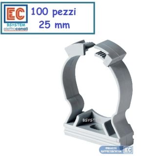 100 COLLARI 25 mm SUPPORTO FISSATUBO TUBO ELETTRICO CLIP ECCFC25