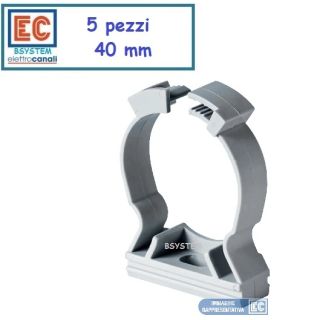 5 COLLARI 40 mm SUPPORTO FISSATUBO TUBO ELETTRICO CLIP ECCFC40
