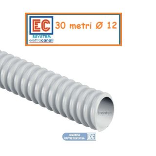 30 metri GUAINA 12mm SPIRALATA FLESSIBILE PVC GRIGIA IMPIANTI ELETTRICI ECGFE12