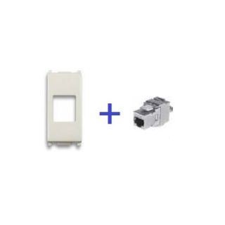 PRESA RJ45 CAT.6A FTP SCHERMATO AUTOCRIMPANTE COMPATIBILE BTICINO AXOLUTE BIANCO