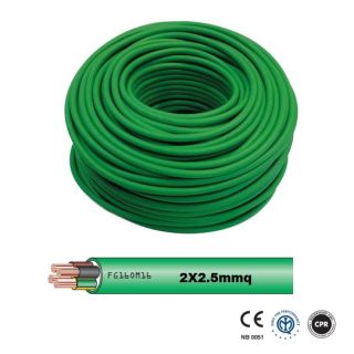 CAVO MULTIPOLARE FG16OM16 2X2,5mmq DOPPIA GUAINA DA ESTERNO VERDE 100 mt