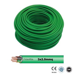 CAVO MULTIPOLARE FG16OM16 3X2,5mmq DOPPIA GUAINA DA ESTERNO VERDE 100 mt