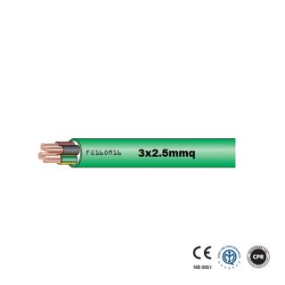 CAVO MULTIPOLARE FG16OM16 3X2,5mmq DOPPIA GUAINA DA ESTERNO VERDE al mt