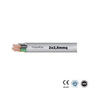 CAVO MULTIPOLARE FG16OR16 2X2,5mmq DOPPIA GUAINA DA ESTERNO GRIGIO AL mt