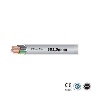 CAVO MULTIPOLARE FG16OR16 3X2,5mmq DOPPIA GUAINA DA ESTERNO GRIGIO AL mt