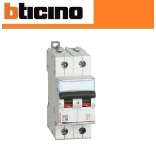 MAGNETOTERMICO 2 MODULI 10A CURVA C FH81NC10 BTDIN100 INTERRUTTORE BTICINO
