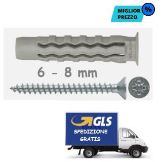 TASSELLO NYLON VITE 6 8 mm TIPO FISCHER MURO FORATO PROFESSIONALE