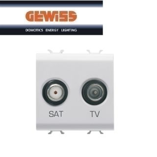 PRESA TV-SAT DIRETTA 2 MODULI GEWISS CHORUS BIANCO GW10383.