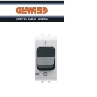 INTERRUTTORE MAGNETOTERMICO 1P+N 6A GEWISS CHORUS GW10466 BIANCO
