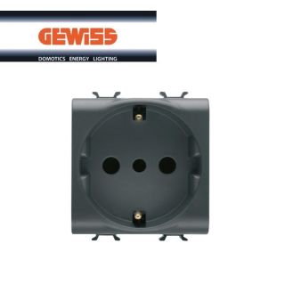 PRESA SCHUKO 2P+T 16A GEWISS CHORUS NERO GW12205