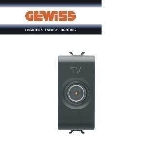 PRESA TV PASSANTE 5dB CONNETTORE IEC MASCHIO GEWISS CHORUS NERO GW12362