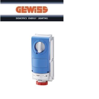 PRESA STAGNA GEWISS CON FONDO INTERRUTTORE BLOCCO 63A 3P+N+T GW66532.