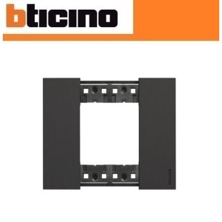 PLACCA 2 POSTI NERO BTICINO LIVING NOW KA4802KG