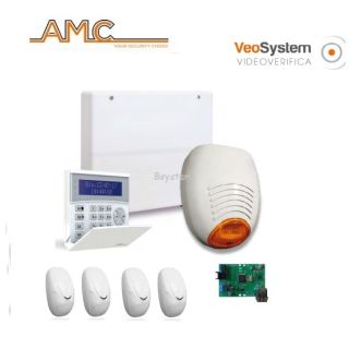 KIT AMC CENTRALE K8V K-RADIO800 MODULO IP SENSORE SIRENA TASTIERA