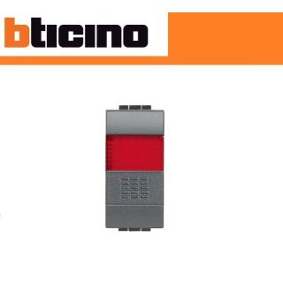 PULSANTE+PORTALAMPADA ROSSO BTICINO LIVING INTERNATIONAL L4038R ANTRACITE