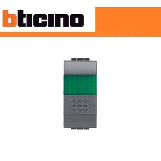 PULSANTE+PORTALAMPADA VERDE BTICINO LIVING INTERNATIONAL L4038V ANTRACITE