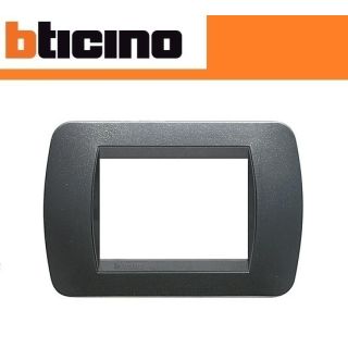 PLACCA 3 FORI BTICINO LIVING LIGHT L4803PA COLORE ACCIAIO SCURO.