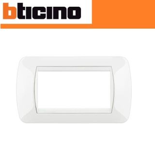 PLACCA 4 POSTI BTICINO LIVING LIGHT L4804BI BIANCO WHITE