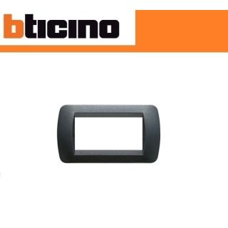PLACCA 4 FORI BTICINO LIVING LIGHT L4804PA COLORE ACCIAIO SCURO.