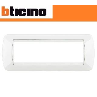 PLACCA 7 POSTI BTICINO LIVING LIGHT L4807BI BIANCO
