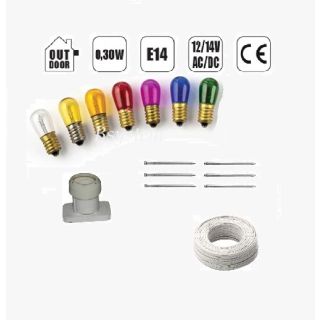 LUMINARIE SALENTINE LAMPADINE E14 PORTA LAMPADE CHIODINI FILO CAVO TRASFORMATORE