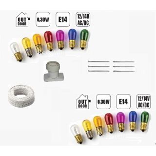 LAMPADINE LED E14 PORTALAMPADE P74 CAVO CHIODI PER LUMINARIE SALENTINE COLORI VARI