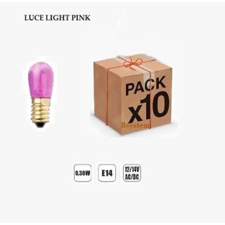 10 PEZZI LAMPADINA LED E14 14V LUCE VIOLA CHIARO (rosa) AC/DC LUMINARIE LAMPADA ARANCIONE