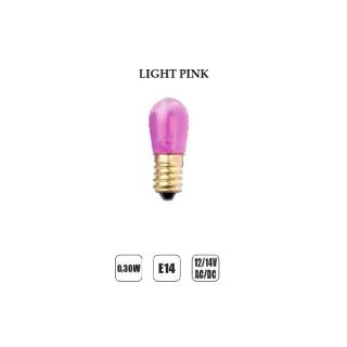 LAMPADA LED E14 14V LUCE VIOLA CHIARO ( rosa) AC/DC LUMINARIE LAMPADINA