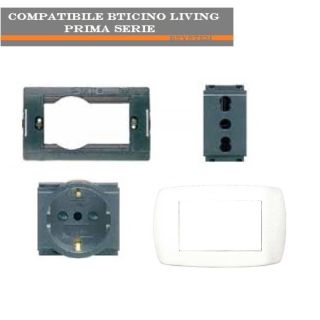 PRESA 4580+SCHUKO 4440/3+SUPPORTO+PLACCA COMPATIBILE LIVING CLASSIC