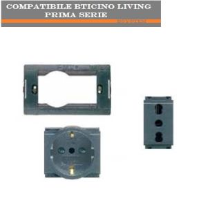 PRESA SCHUKO 4440/3+BIPASSO 4580+SUPPORTO COMPATIBILE LIVING CLASSIC.