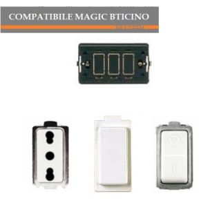 SUPPORTO COPRIFORO PRESA 5180 INTERRUTTORE 5011 COMPATIBILE MAGIC BTICINO