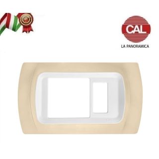 PLACCA CAL SCHUKO+1 Posto SABBIA OPACO COMPATIBILE MAGIC BTICINO
