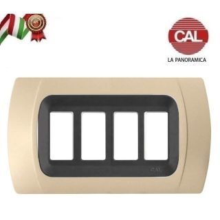 PLACCA CAL 4 Posti SABBIA OPACO INT.NERO COMPATIBILE MAGIC BTICINO